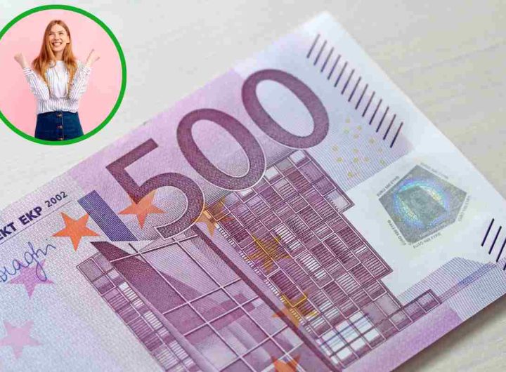 Donna felice banconota 500 euro